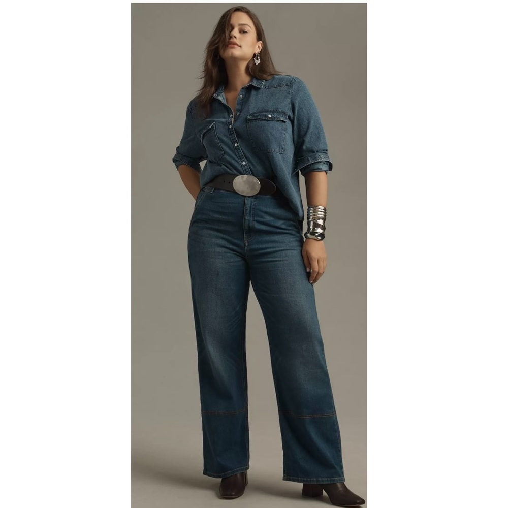 Anthropologie PILCRO The Eventide High-Rise Wide-Leg Trouser Jeans Size 16W